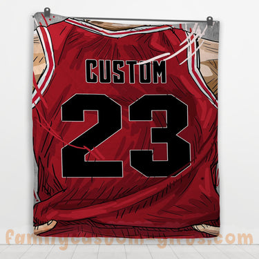 Custom Premium Quilt Blanket Chicago Jersey Basketball Personalized Quilt Gifts for Her & Him